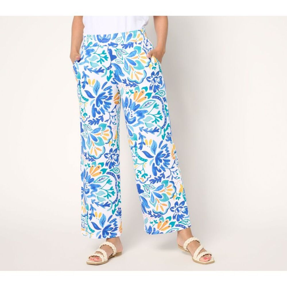 Susan Graver Women's Pants Sz M Soleil Knit Printed Ankle Multi-colored